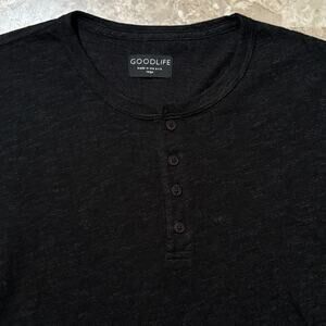 Goodlife Shirt Mens Large Black Short Sleeve Tri Blend Henley Made In USA